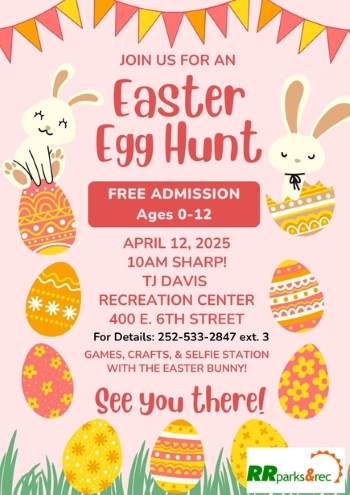 Easter Egg Hunt Flyer. All information on this flyer is listed above.