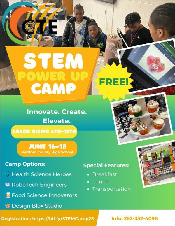 Stem Camp Flyer. All information as listed below.