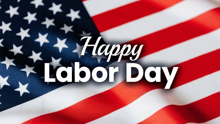 Happy Labor Day banner on flag background