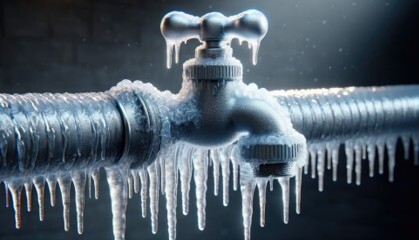 Icicles hanging off of a frozen pipe.