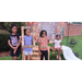  Four children posing with props for a photo. One has a photo frame around her face that says Wanted: Reward $1,000. 